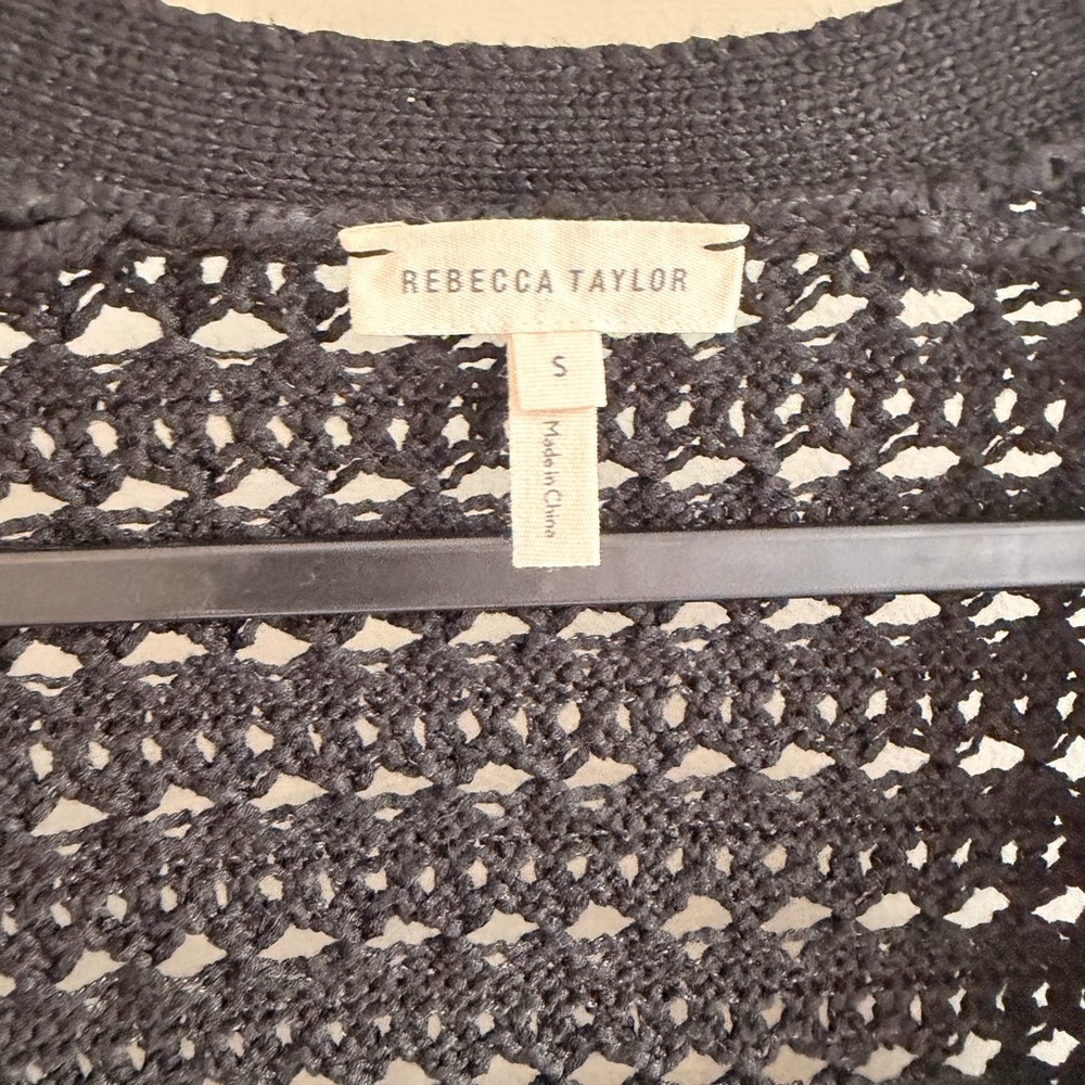 Rebecca Taylor Black Open-Weave Relaxed Cardigan - Picture 3 of 4